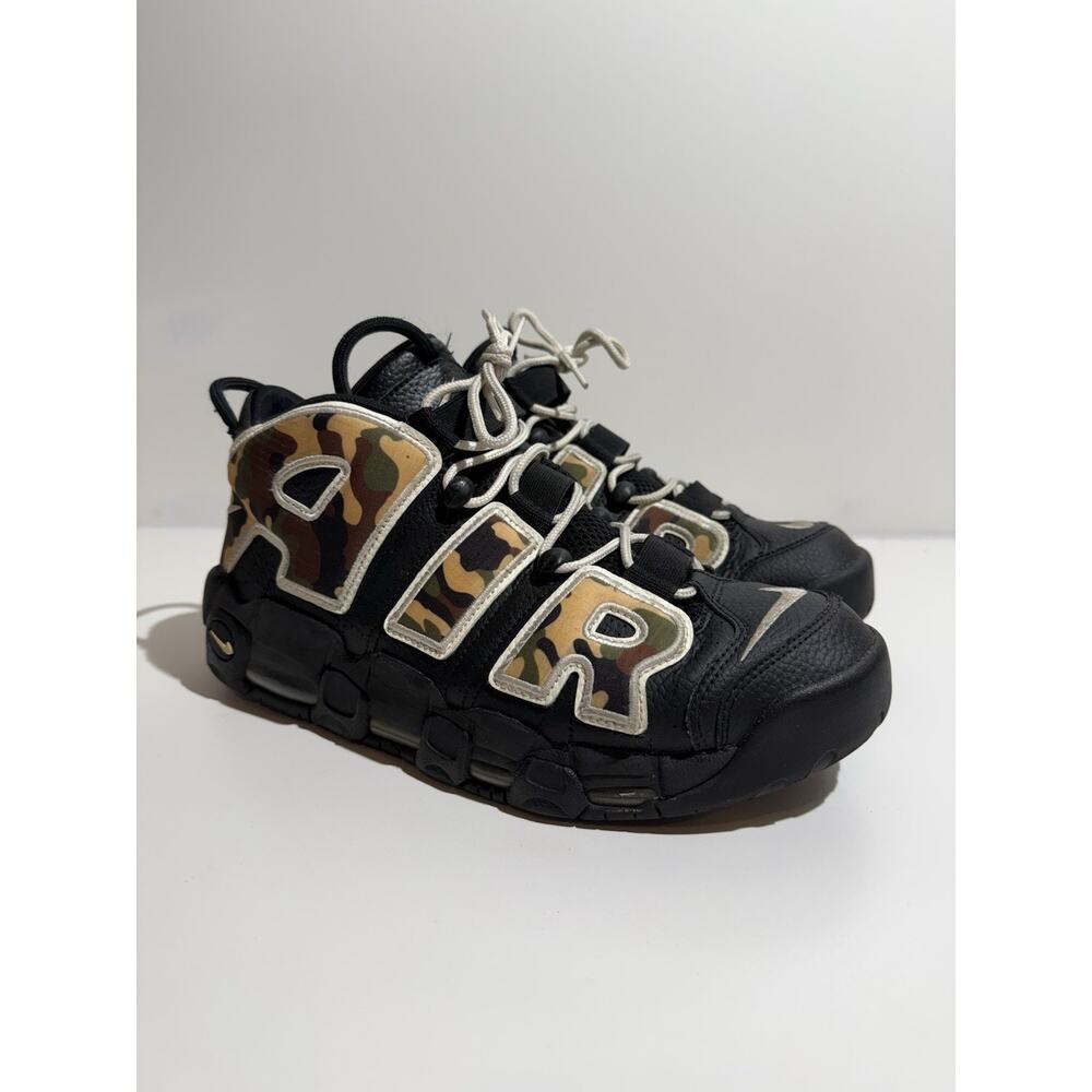 Nike Air More Uptempo Camo Black Sail Light British Tan CJ6122-001 Size 10.5